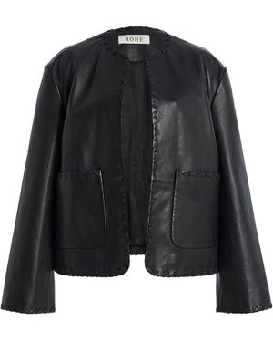 Rohe Blanket-Stitched Leather Jacket - Black