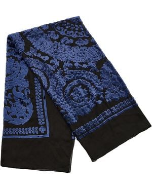 The Row Mitaf Embroidered Camelhair-Blend Scarf - Blue