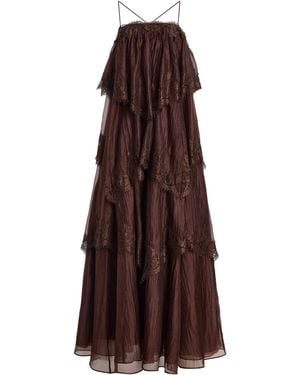 Aje. Ophelia Lace-Trimmed Gown - Brown