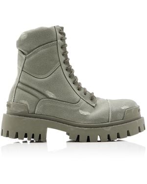 Balenciaga Strike Canvas Combat Boots - Green