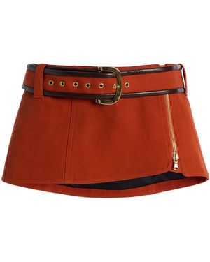 LAQUAN SMITH Belted Stretch-Cotton Mini Skirt - Red