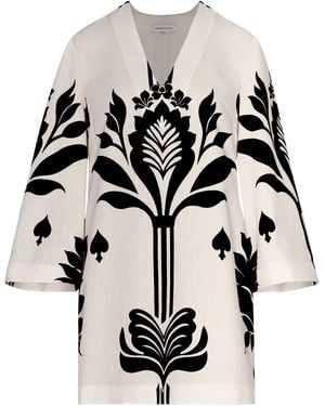 ANDRES OTALORA Jaipur Printed Linen Mini Dress - Black