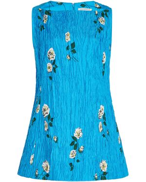 Emilia Wickstead Fifer Floral Silk Twill Mini Dress - Blue