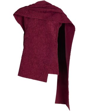 Proenza Schouler Lina Asymmetrical Crushed Silk Wrap Top - Red