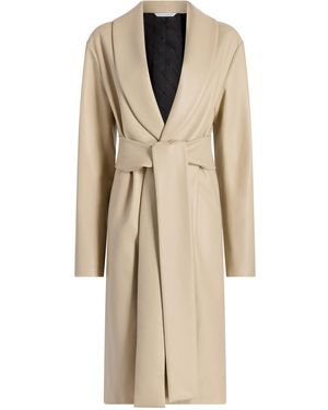 Marina Moscone Belted Robe De Chambre Leather Coat - Natural