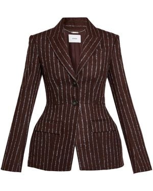 Erdem Striped Wool-Blend Blazer - Brown