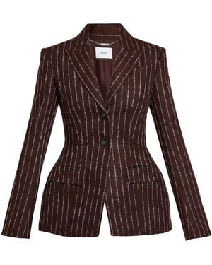 Erdem Striped Wool-Blend Blazer - Brown