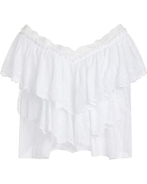Chloé Tiered Broderie Anglaise Cotton Voile Top - White