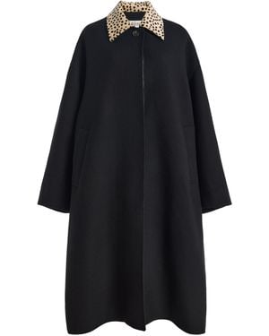 Rohe Cheetah Collar Wool Coat - Black