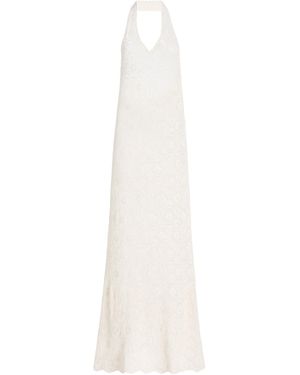 Nili Lotan Eddie Crocheted Cotton Maxi Halter Dress - White