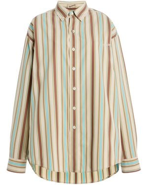 Sanderlak Oversized Striped Viscose Poplin Shirt - White