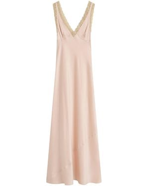 Posse Blake Lace-Trimmed Silk Maxi Dress - Natural