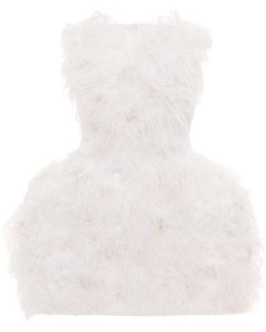 BALYKINA Agnia Feathered Mini Dress - White