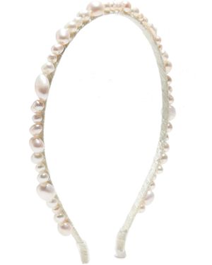 Emm Kuo Pearl-Embellished Satin Headband - White