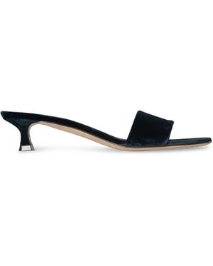 The Row Combo Slide Two Velvet Sandals - Black