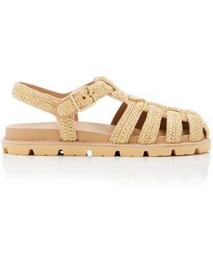 Prada Woven Raffia Fisherman Sandals - Metallic