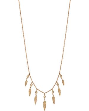 Jacquie Aiche 14K 7 Dia Graduated Hammered Elongated Teardrop Shaker Necklace - Blue