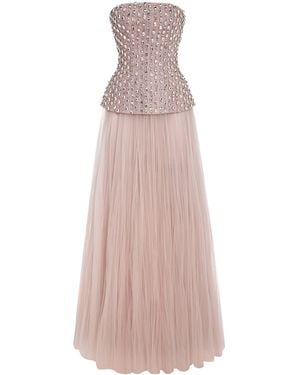 Marmar Halim Crystal-Embellished Stone Laced Top - Pink