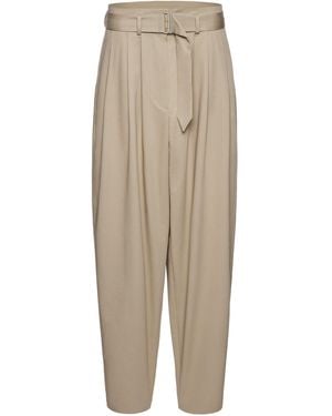 Magda Butrym Hir-Rise Wide-Leg Wool-Blend Trousers - Natural