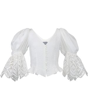 Lena Hoschek Azaria Linen-Blend Blouse - White