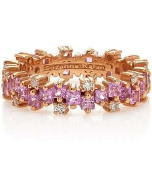 Suzanne Kalan Mini Stacker 18K Rose Diamond And Sapphire Ring - Pink