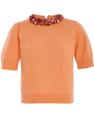 Ulla Johnson Jude Embellished Wool Top - Orange