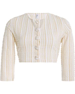 Lisa Marie Fernandez Striped Seersucker Cardigan - White