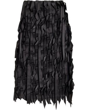 Prada Ribbon-embroidered Sablé Midi Skirt - Black