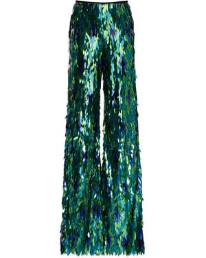 Naeem Khan Sequin Wide-leg Pants - Green