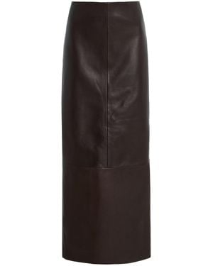 St. Agni Exclusive Leather Maxi Column Skirt - Black