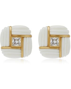 VALÉRE Ixv15 Stone; Crystal Earrings - White
