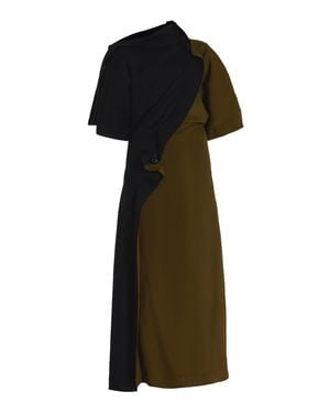 Bottega Veneta Pierced Draped Crepe Midi Dress - Black