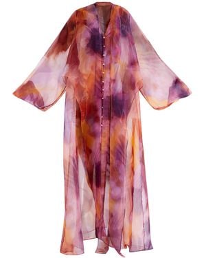 Andrea Iyamah Nali Printed Organza Robe - Red