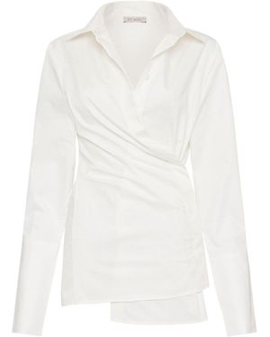 St. Agni Tailored Cotton Wrap Shirt - White