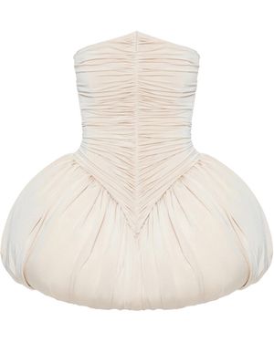 BALYKINA Clara Ruched Bubble Mini Dress - White
