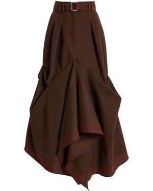 Christopher John Rogers Gathered Crepe Maxi Skirt - Brown