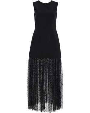 Alexis Simonete Tulle-detailed Satin Midi Dress - Black