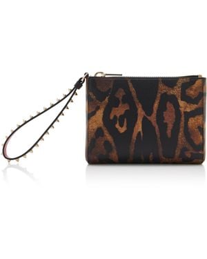 Christian Louboutin Cabata Mini Leopard Leather Pouch - Black