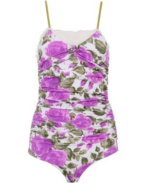 Chloé Printed Ruched One-Piece Swimsuit - Pink