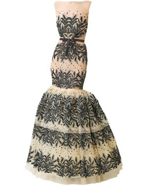 Juozas Statkevicius Sleeveless Embroidered Tulle Mermaid Gown - Multicolour