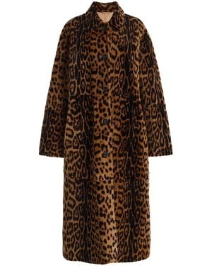 Nili Lotan Davelle Leopard Shearling Coat - Green