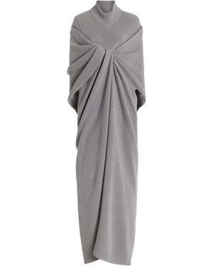 Brandon Maxwell The Holden Draped Wool Turtleneck Midi Dress - Grey