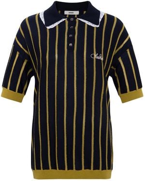 Siedres Yuan Striped Polo Top - Black