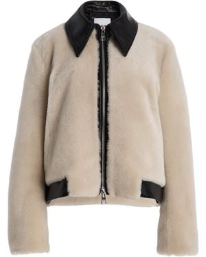 Brandon Maxwell The Whitaker Leather-Detailed Shearling Jacket - Natural