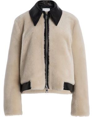 Brandon Maxwell The Whitaker Leather-Detailed Shearling Jacket - Natural