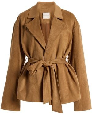 FAVORITE DAUGHTER The Marina Faux Suede Wrap Coat - Brown