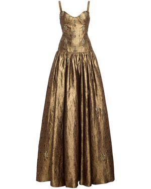Cucculelli Shaheen Deco Medallion Geometric Jacquard Maxi Dress - Natural