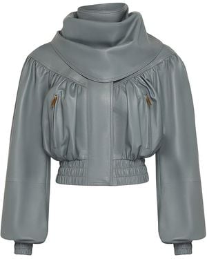 Zimmermann Valiant Draped Leather Jacket - Grey