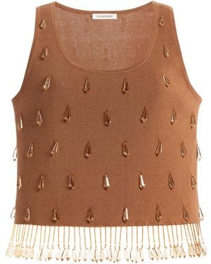 By Malene Birger Hysa Bead-Embellished Tank Top - Brown