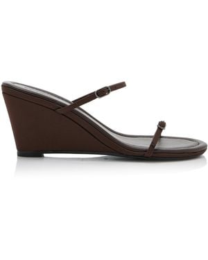 St. Agni Petit-Belt Satin Wedge Sandals - Brown